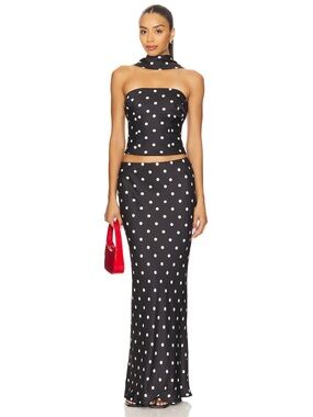 Black and White Polka Dot Top & Maxi Skirt